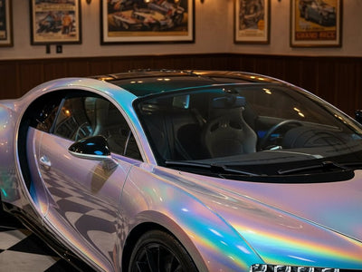 DIY Bugatti Chiron wrapped in Gloss HX30000 Gray Rainbow wrap film HX30RW990B