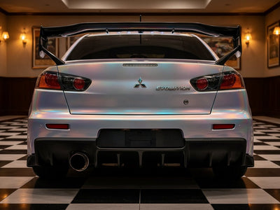 Mitsubishi Lancer Evolution wrapped in Gloss HX30000 Gray Rainbow car wrap film HX30RW990B