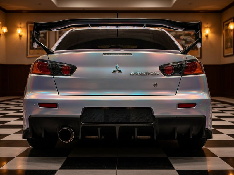 Mitsubishi Lancer Evolution wrapped in Gloss HX30000 Gray Rainbow car wrap film HX30RW990B