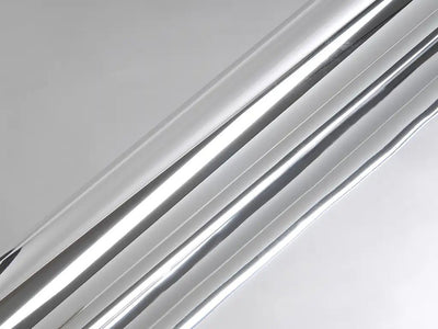 Color swatch of Hexis HX30000 Super Chrome Gloss Silver Vinyl Wrap HX30SCH01B