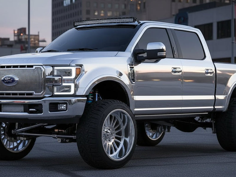 Ford F-Series wrapped in Gloss HX30000 Super Chrome Silver vinyl wrap HX30SCH01B