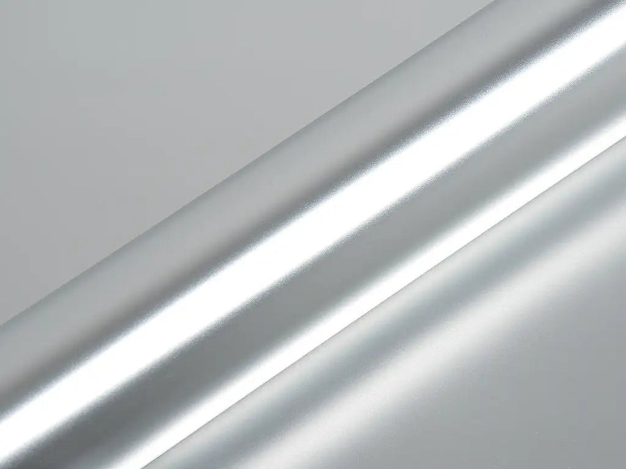 Color swatch of Hexis HX30000 Super Chrome Satin Silver Vinyl Wrap HX30SCH01S