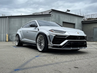 Lamborghini Urus wrapped in Hexis Satin HX30000 Super Chrome Silver restyling film HX30SCH01S