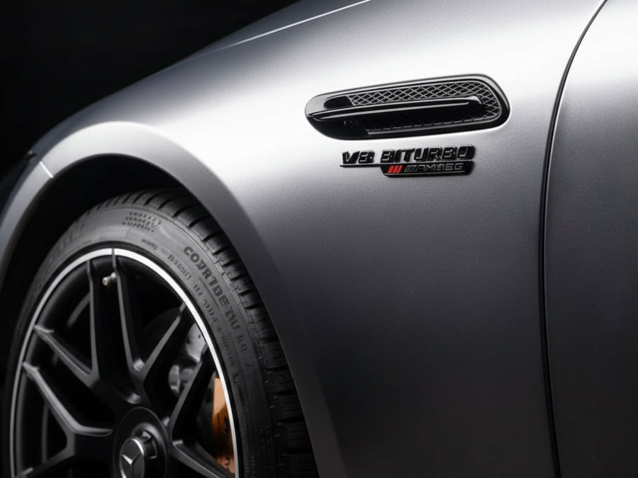 DIY Mercedes-AMG wrapped in Satin HX30000 Super Chrome Silver automotive vinyl film HX30SCH01S
