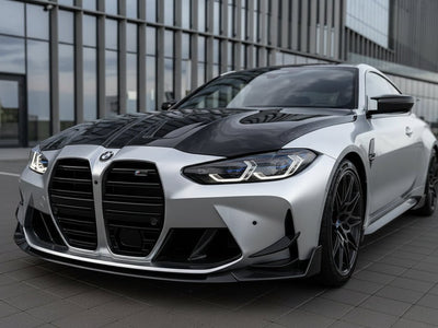 BMW M4 wrapped in Hexis Satin HX30000 Super Chrome Silver automotive vinyl film HX30SCH01S detail