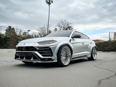 Lamborghini Urus wrapped in Hexis Satin HX30000 Super Chrome Silver vinyl wrap HX30SCH01S