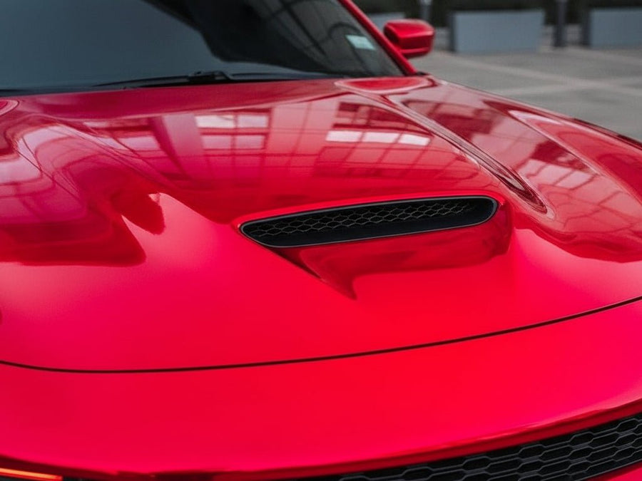 DIY Dodge Charger wrapped in Gloss HX30000 Super Chrome Red vinyl wrap HX30SCH02B