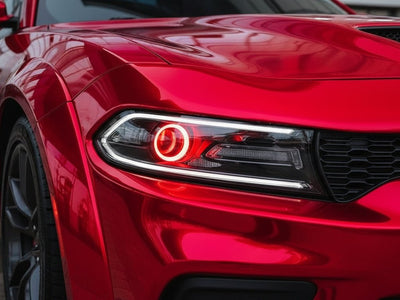 DIY Dodge Charger wrapped in Gloss HX30000 Super Chrome Red restyling film HX30SCH02B