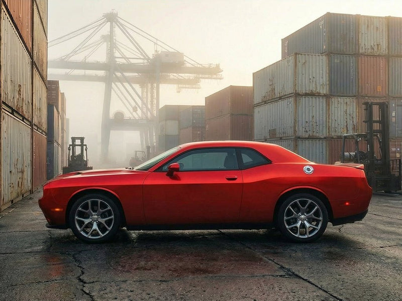 DIY Dodge Challenger wrapped in Satin HX30000 Super Chrome Red automotive vinyl film HX30SCH02S