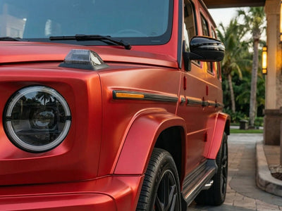 Mercedes-Benz G-Class wrapped in Satin HX30000 Super Chrome Red car wrap film HX30SCH02S detail