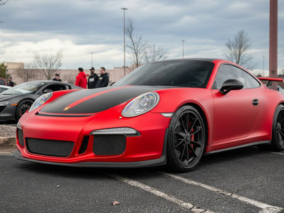 Porsche 911 wrapped in Satin HX30000 Super Chrome Red car wrap film HX30SCH02S