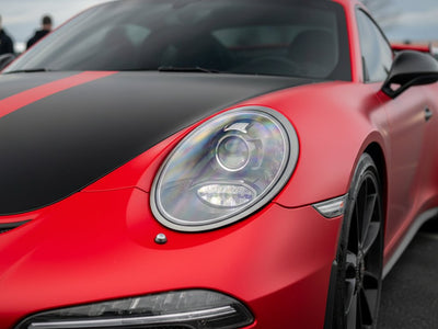 DIY Porsche 911 wrapped in Satin HX30000 Super Chrome Red wrap film HX30SCH02S