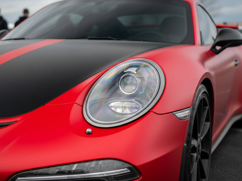 DIY Porsche 911 wrapped in Satin HX30000 Super Chrome Red wrap film HX30SCH02S