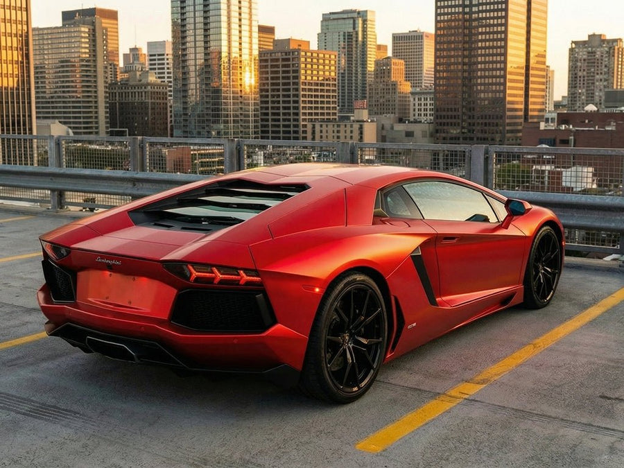 DIY Lamborghini Aventador wrapped in Satin HX30000 Super Chrome Red wrap film HX30SCH02S