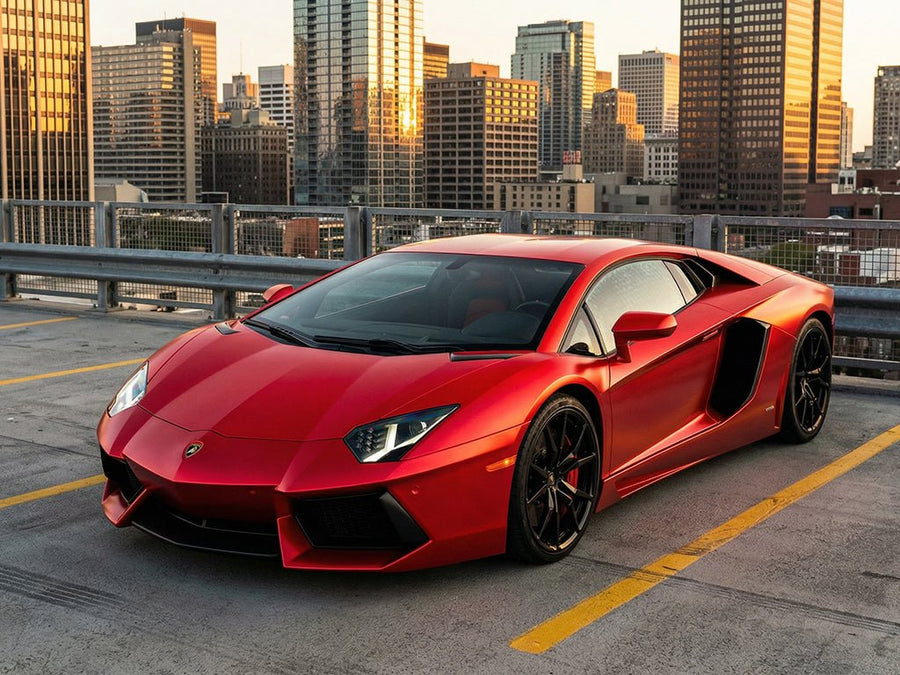 DIY Lamborghini Aventador wrapped in Satin HX30000 Super Chrome Red car wrap film HX30SCH02S