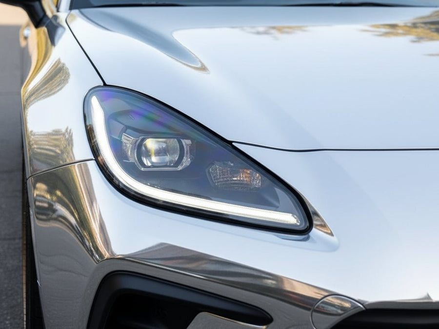 DIY Porsche Panamera wrapped in Gloss HX30000 Super Chrome Titanium vinyl wrap HX30SCH03B