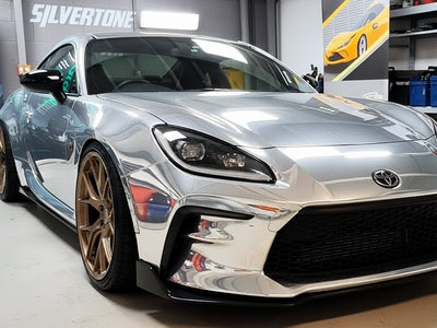 Toyota GR86 wrapped in Gloss HX30000 Super Chrome Titanium car wrap film HX30SCH03B