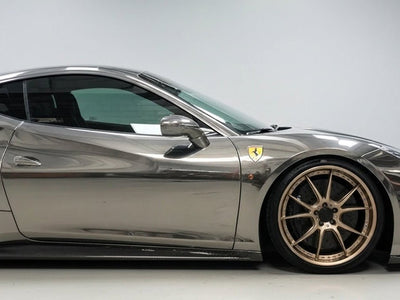 DIY Ferrari 458 wrapped in Gloss HX30000 Super Chrome Titanium restyling film HX30SCH03B
