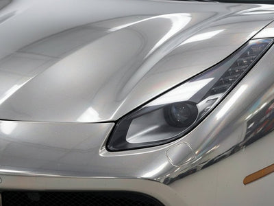 DIY Ferrari 488 wrapped in Gloss HX30000 Super Chrome Titanium vinyl wrap HX30SCH03B