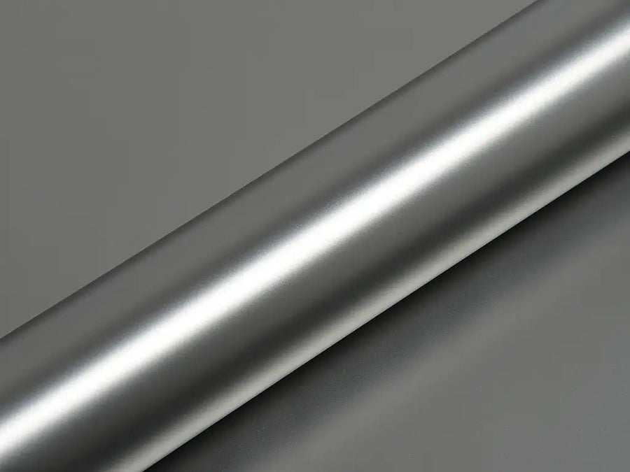 Color swatch of Hexis HX30000 Super Chrome Satin Titanium Vinyl Wrap HX30SCH03S