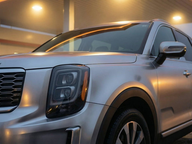 Kia Telluride wrapped in Satin HX30000 Super Chrome Titanium vinyl wrap HX30SCH03S