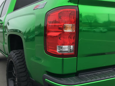 Chevrolet Silverado wrapped in Gloss HX30000 Super Chrome Green wrap film HX30SCH04B
