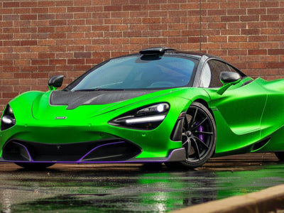 McLaren 720S wrapped in Satin HX30000 Super Chrome Green vinyl wrap HX30SCH04S