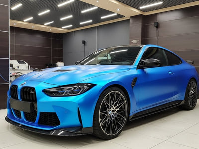 DIY BMW M4 wrapped in Satin HX30000 Super Chrome Blue car wrap film HX30SCH05S