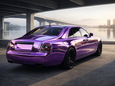 Rolls-Royce Ghost wrapped in Hexis Gloss HX30000 Super Chrome Purple automotive vinyl film HX30SCH06B