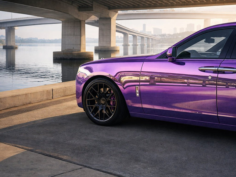Rolls-Royce Ghost wrapped in Gloss HX30000 Super Chrome Purple restyling film HX30SCH06B