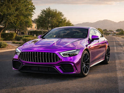 DIY Mercedes-AMG GT wrapped in Gloss HX30000 Super Chrome Purple car wrap film HX30SCH06B