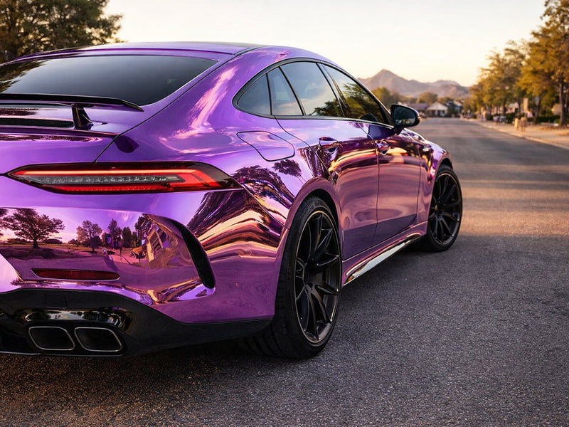 Mercedes-AMG GT wrapped in Hexis Gloss HX30000 Super Chrome Purple vinyl wrap HX30SCH06B