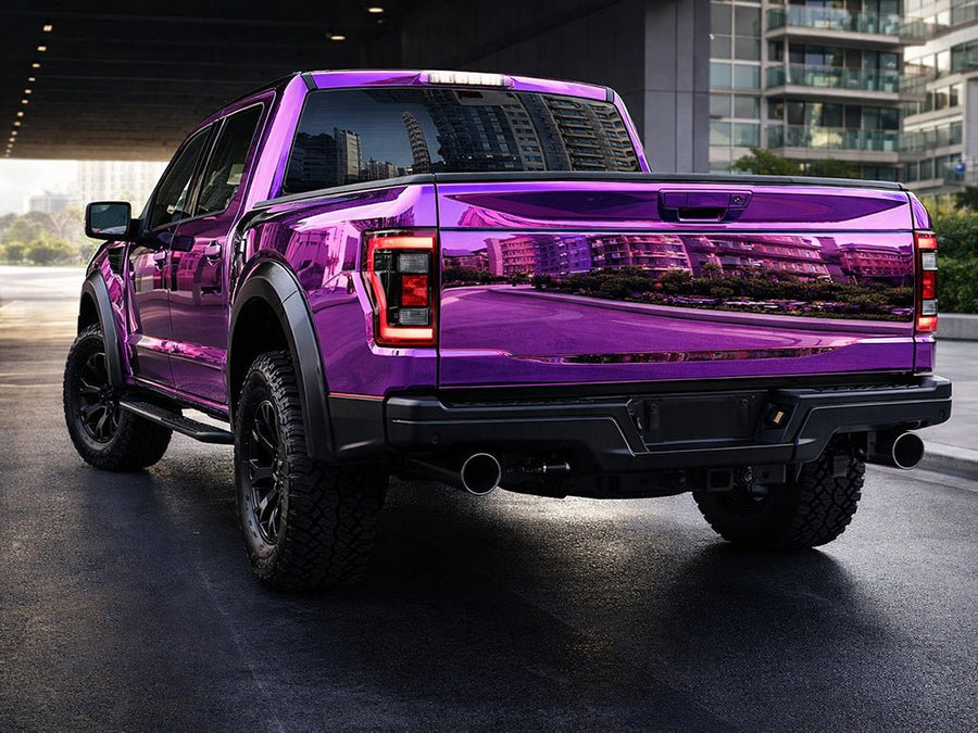Ford F-150 Raptor wrapped in Gloss HX30000 Super Chrome Purple restyling film HX30SCH06B