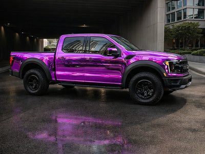 Ford F-150 Raptor wrapped in Hexis Gloss HX30000 Super Chrome Purple car wrap film HX30SCH06B