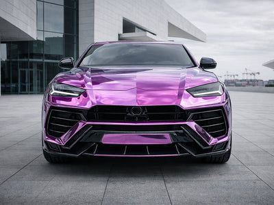 Lamborghini Urus wrapped in Gloss HX30000 Super Chrome Purple wrap film HX30SCH06B