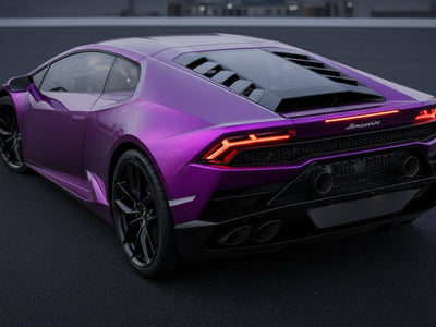 Lamborghini Huracán wrapped in Satin HX30000 Super Chrome Purple car wrap film HX30SCH06S