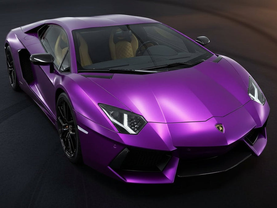 DIY Lamborghini Aventador wrapped in Satin HX30000 Super Chrome Purple vinyl wrap HX30SCH06S