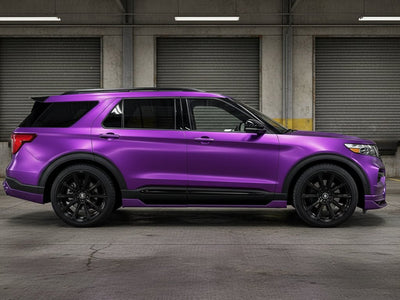 Ford Explorer wrapped in Hexis Satin HX30000 Super Chrome Purple car wrap film HX30SCH06S
