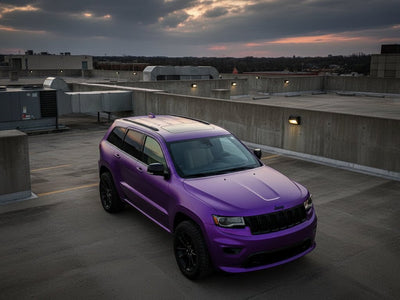 DIY Jeep Grand Cherokee wrapped in Satin HX30000 Super Chrome Purple vinyl wrap HX30SCH06S