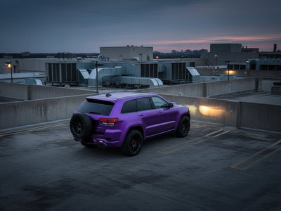 Jeep Grand Cherokee wrapped in Satin HX30000 Super Chrome Purple restyling film HX30SCH06S
