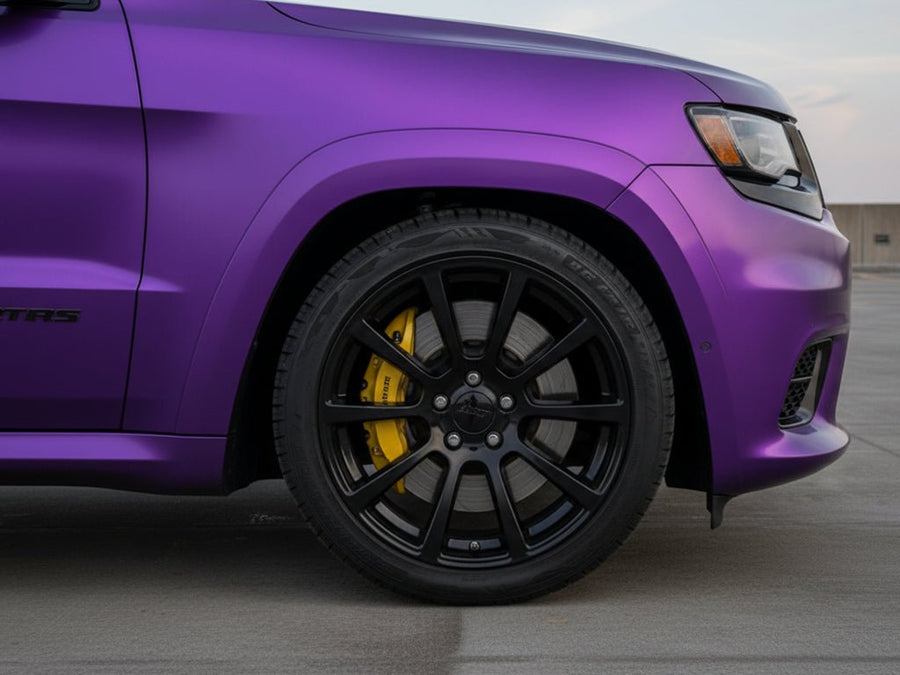 DIY Jeep Grand Cherokee SRT wrapped in Satin HX30000 Super Chrome Purple restyling film HX30SCH06S