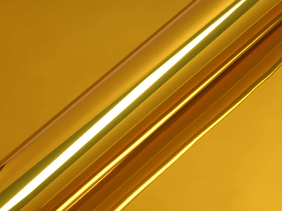 Color swatch of Hexis HX30000 Super Chrome Gloss Gold Vinyl Wrap HX30SCH07B