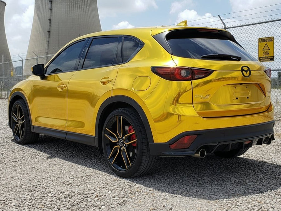 Mazda CX-5 wrapped in Gloss HX30000 Super Chrome Gold wrap film HX30SCH07B