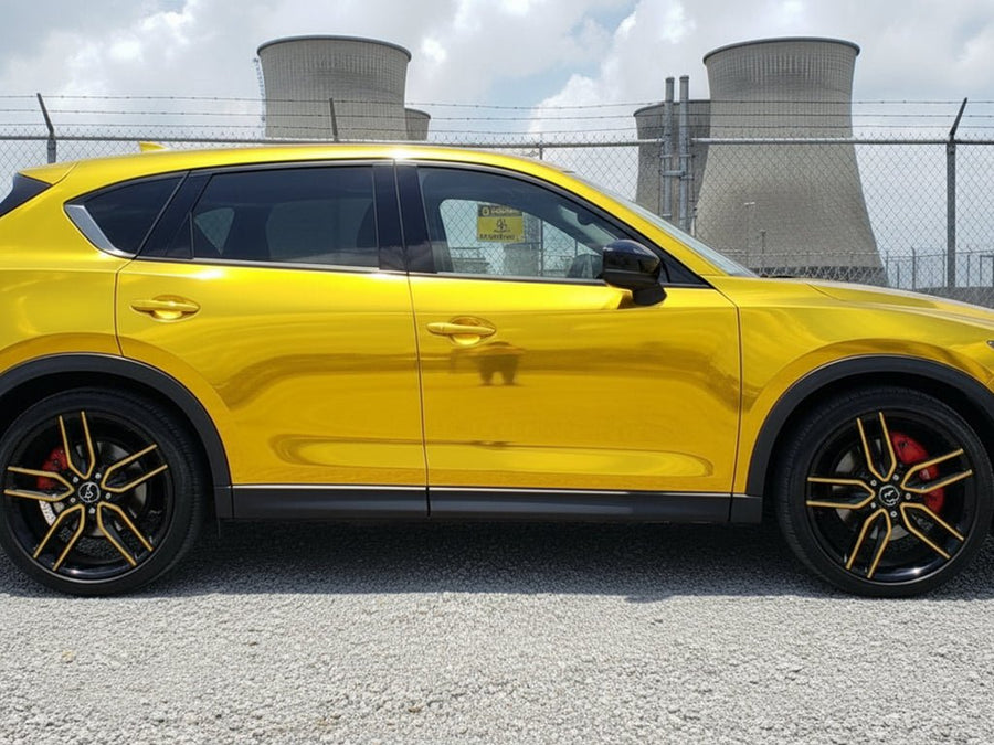 Mazda CX-5 wrapped in Gloss HX30000 Super Chrome Gold vinyl wrap HX30SCH07B