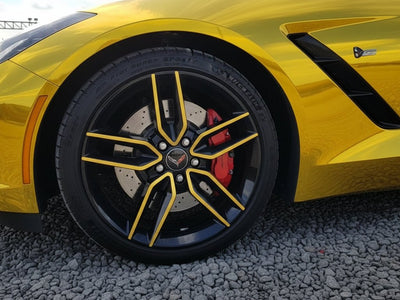 Chevrolet Corvette wrapped in Hexis Gloss HX30000 Super Chrome Gold wrap film HX30SCH07B