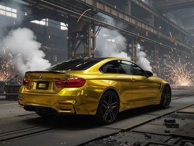 BMW M4 wrapped in Gloss HX30000 Super Chrome Gold vinyl wrap HX30SCH07B