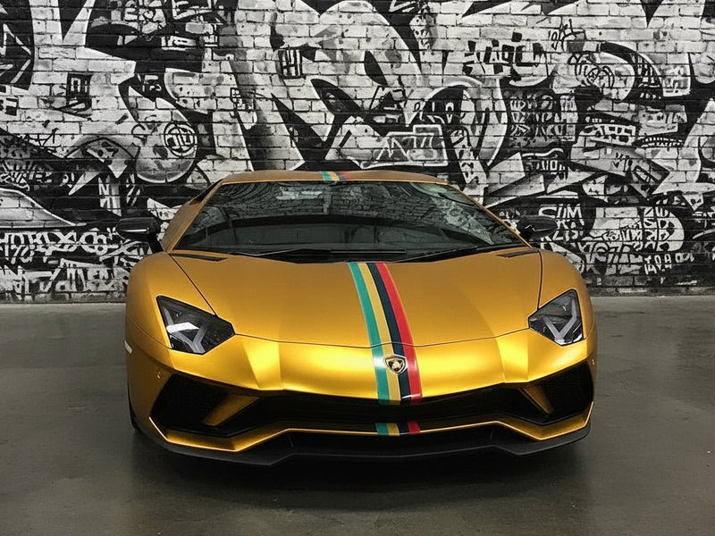 Lamborghini Aventador wrapped in Hexis Satin HX30000 Super Chrome Gold automotive vinyl film HX30SCH07S