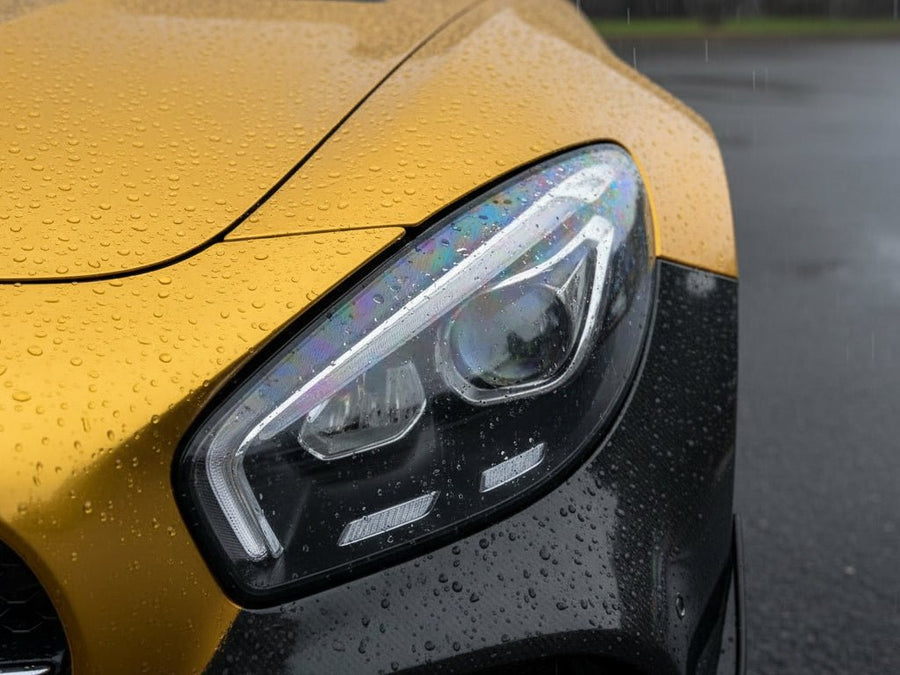 DIY Mercedes-Benz A-Class wrapped in Satin HX30000 Super Chrome Gold restyling film HX30SCH07S