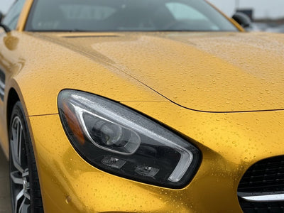 Mercedes-Benz AMG GT wrapped in Satin HX30000 Super Chrome Gold car wrap film HX30SCH07S