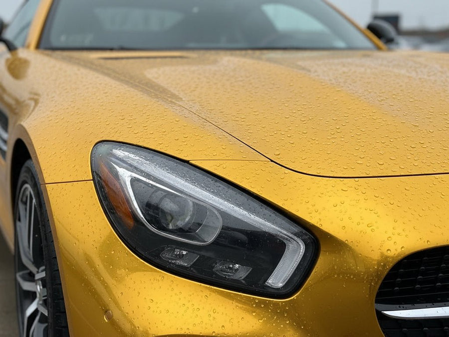 Mercedes-Benz AMG GT wrapped in Satin HX30000 Super Chrome Gold car wrap film HX30SCH07S